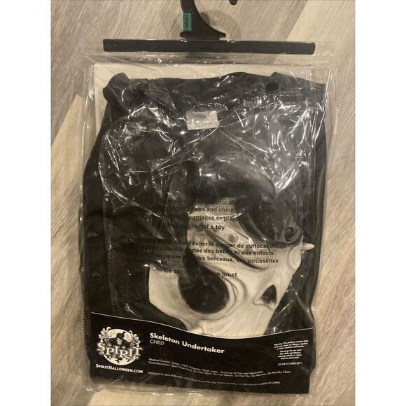 Spirit Halloween Skeleton Undertaker Child Youth Large 12-14 Kids Cosplay New - Picture 5 of 7